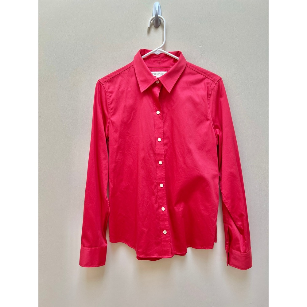 BR Shirt Women's Button-up Long Sleeve 12 Coral Pink No-Iron Fitted‎ Stretchy